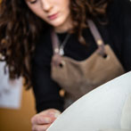 Meghan Downs at work in her studio 2019